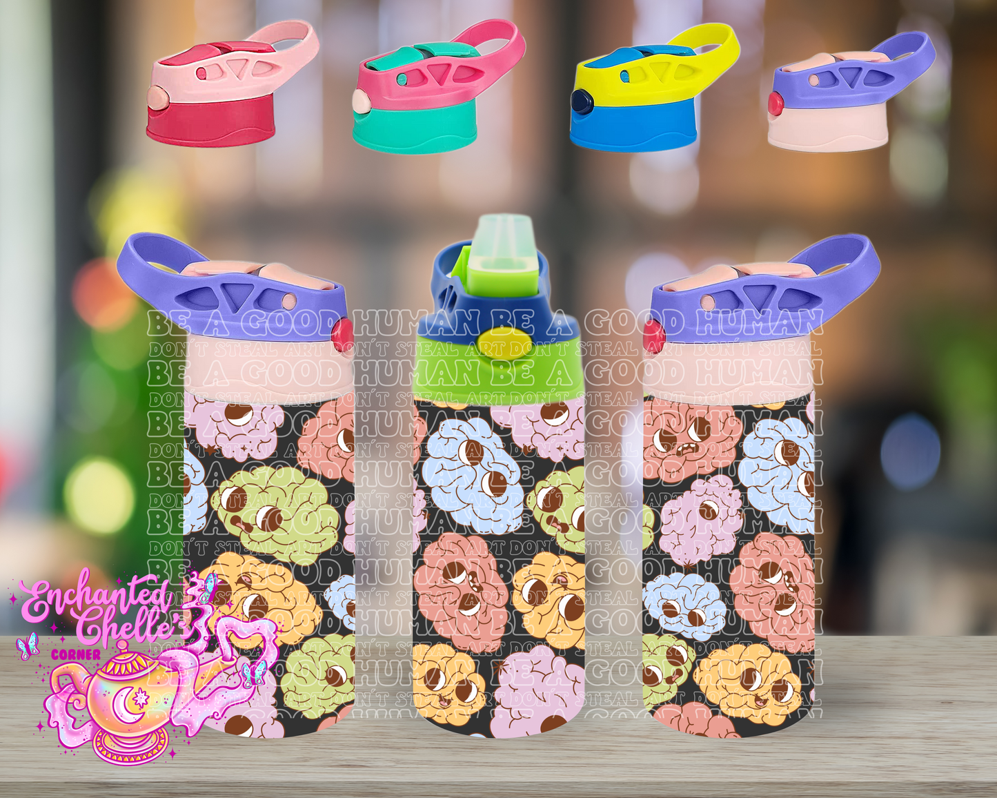 Colorful brains Sip Straw Sippy