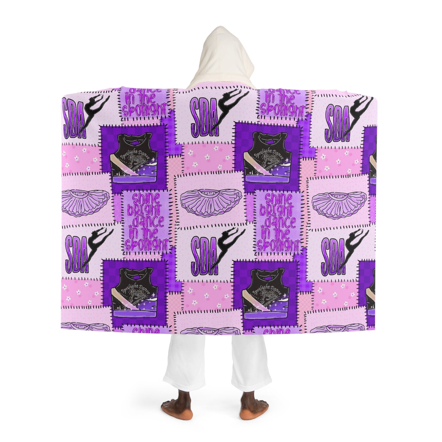Spotlight patchwork Hooded Sherpa Fleece Blanket