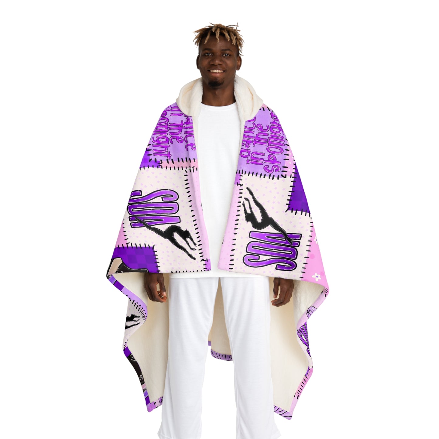 Spotlight patchwork Hooded Sherpa Fleece Blanket