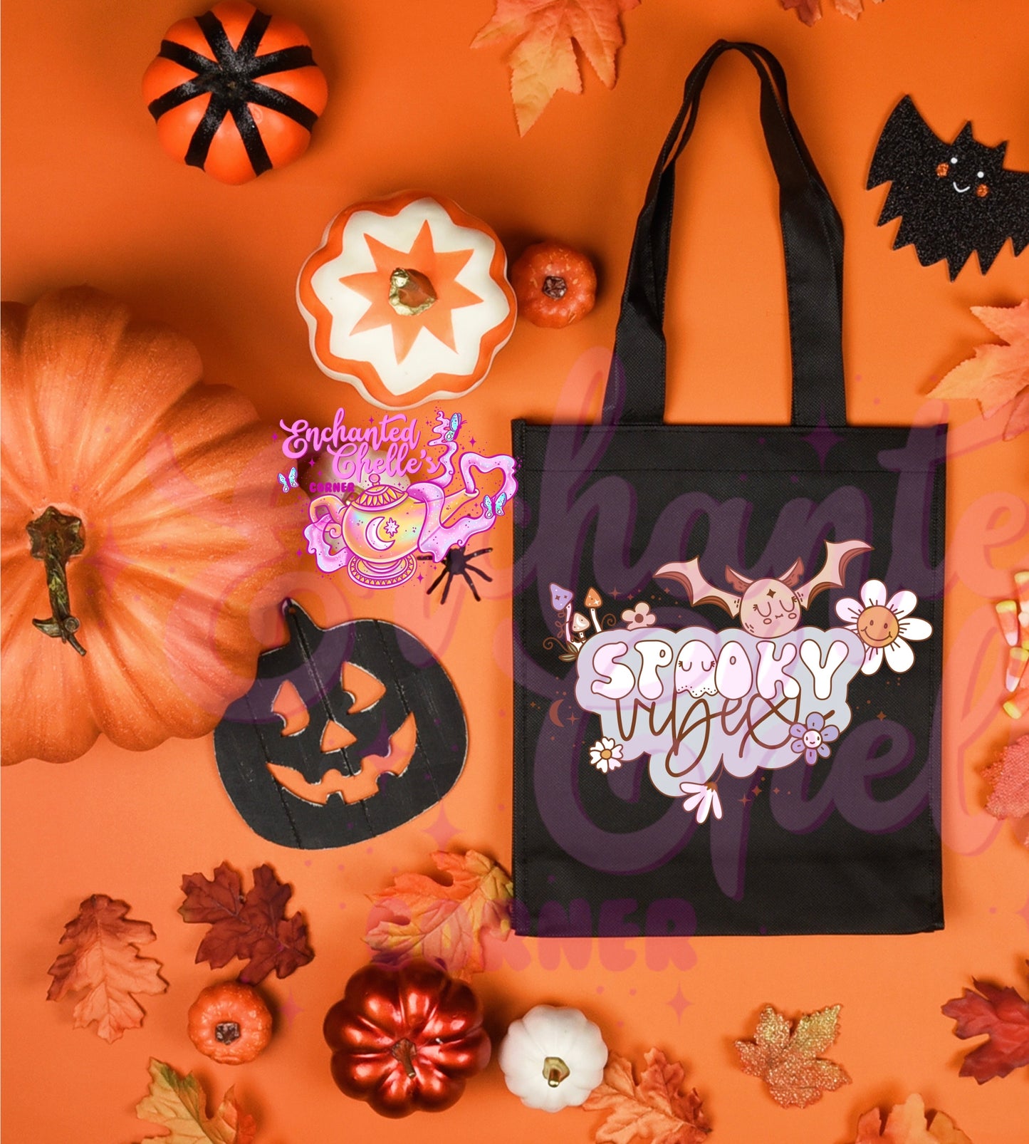Spooky vibes bat Canvas Tote Bag