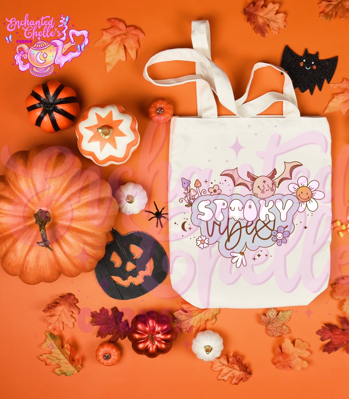 Spooky vibes bat Canvas Tote Bag