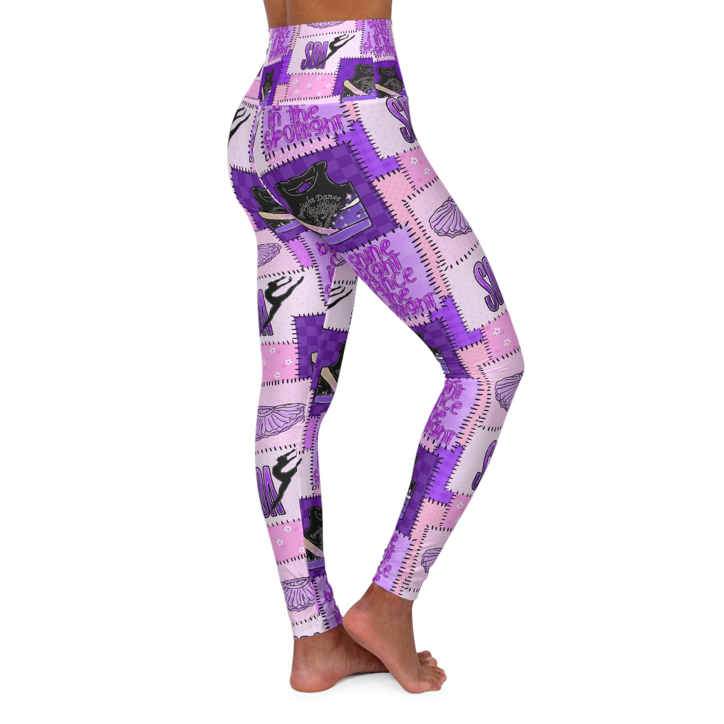Spotlight patchwork High Waisted Yoga Leggings (AOP)