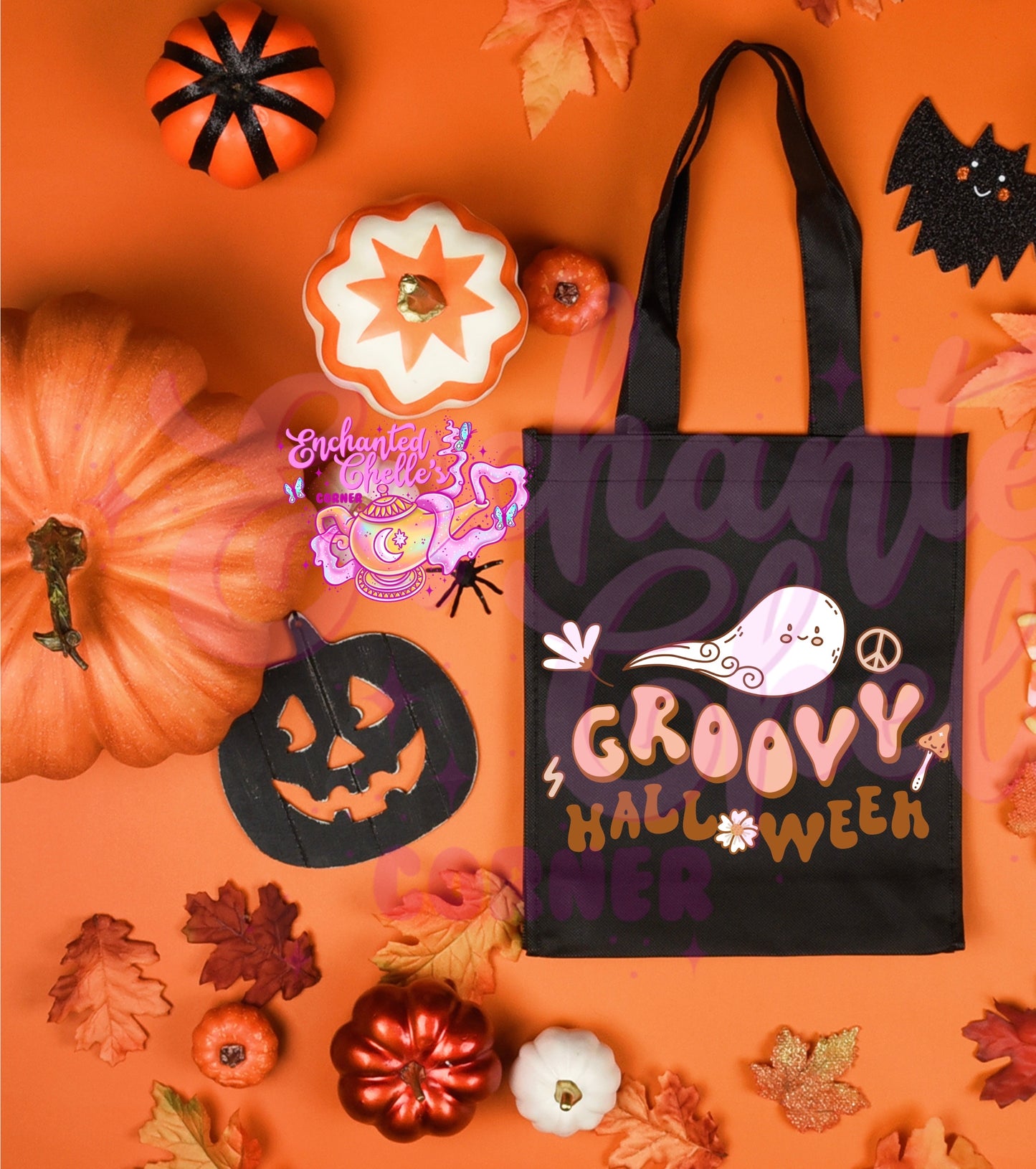 Ghost boho groovy halloween Canvas Tote Bag