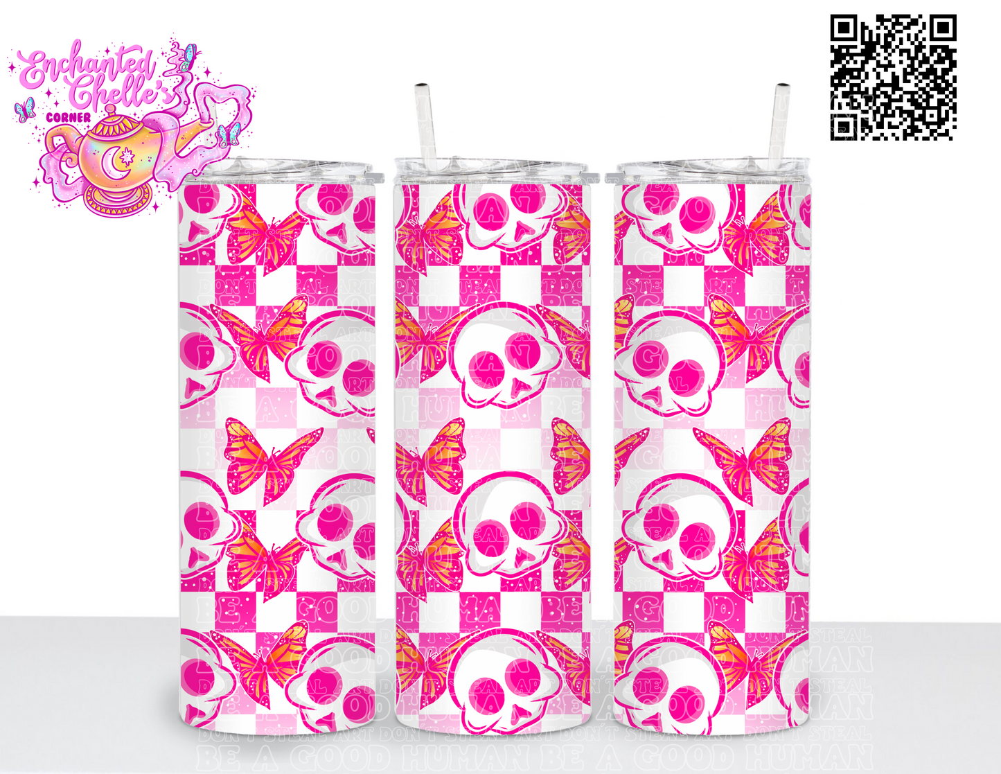 Skull and butterfly tumbler