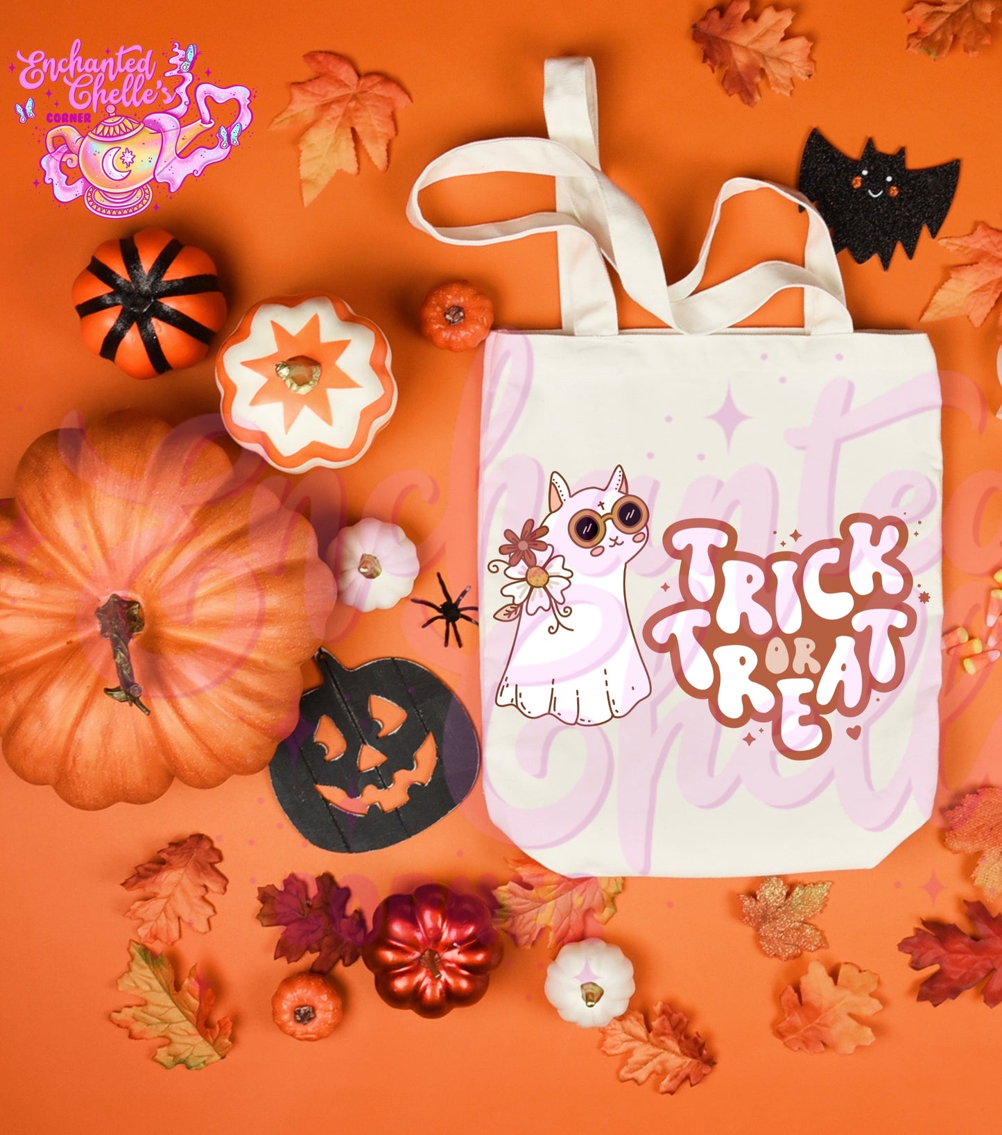 Trick or Treat Cat Canvas Tote Bag