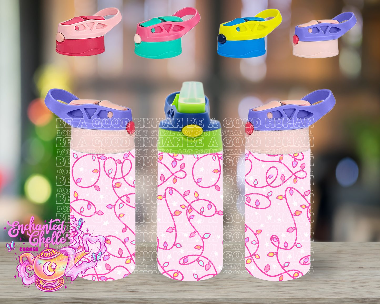 Pink christmas lights Sip Straw Sippy