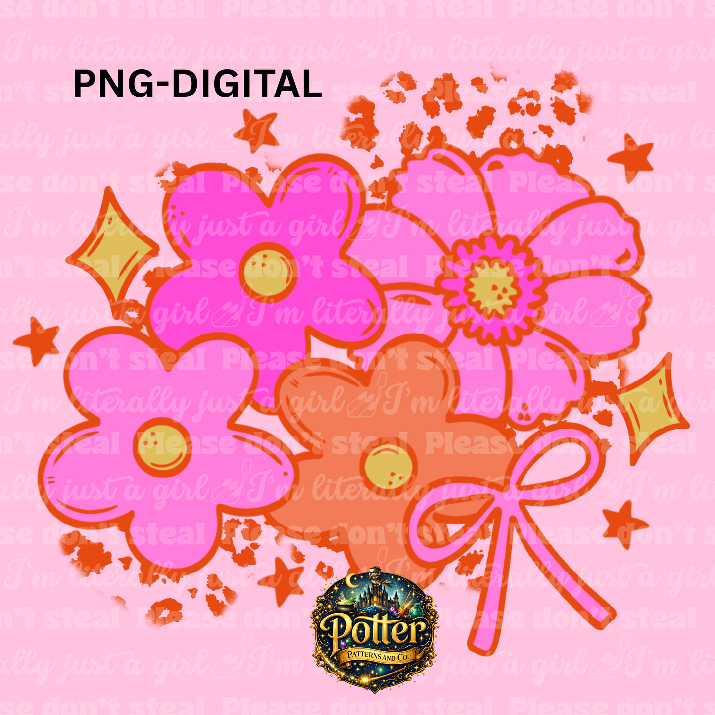 Groovy Flowers & Bows- PNG