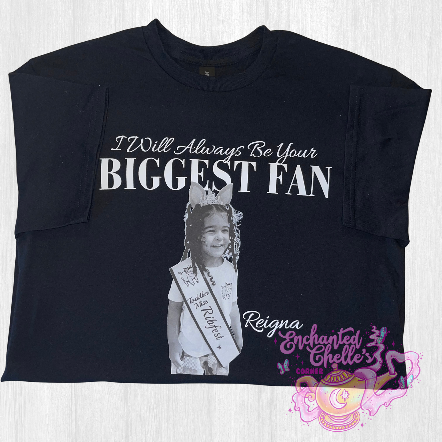 B&W Biggest Fan Photo Tshirt Adult