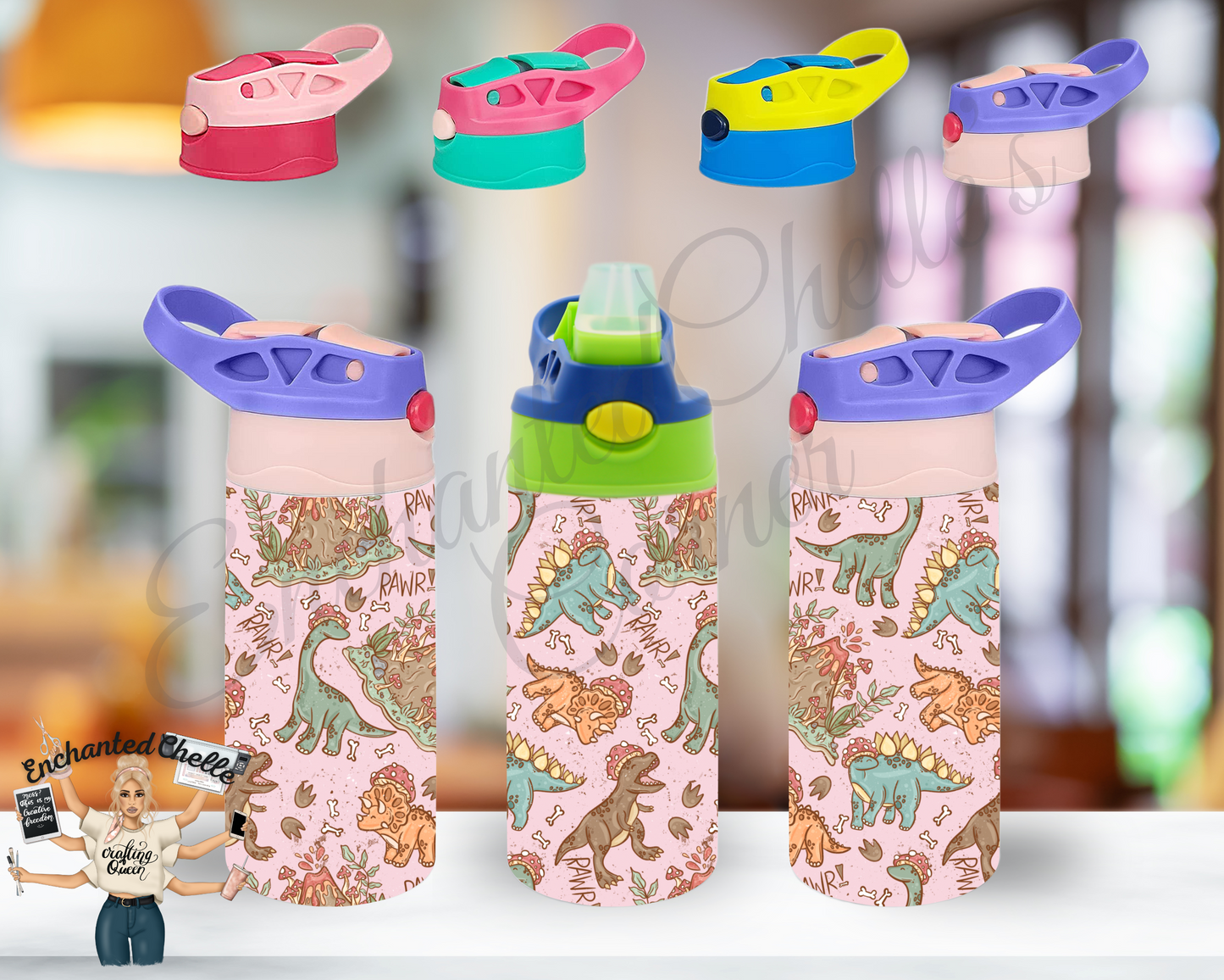 Dino CottageCore Sip Straw Sippy