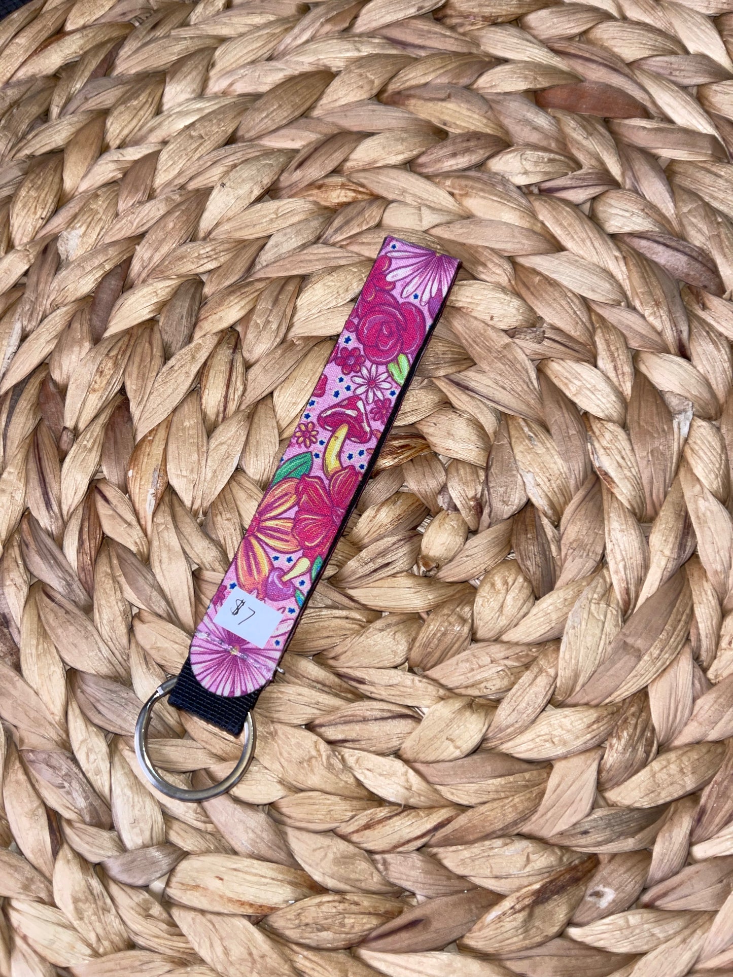 Pink floral Wristlets keychain