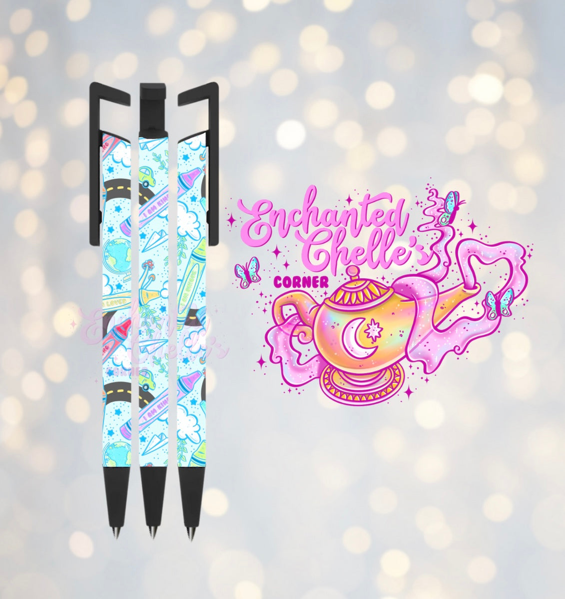 Blue Back To School crayon affirmation Pens