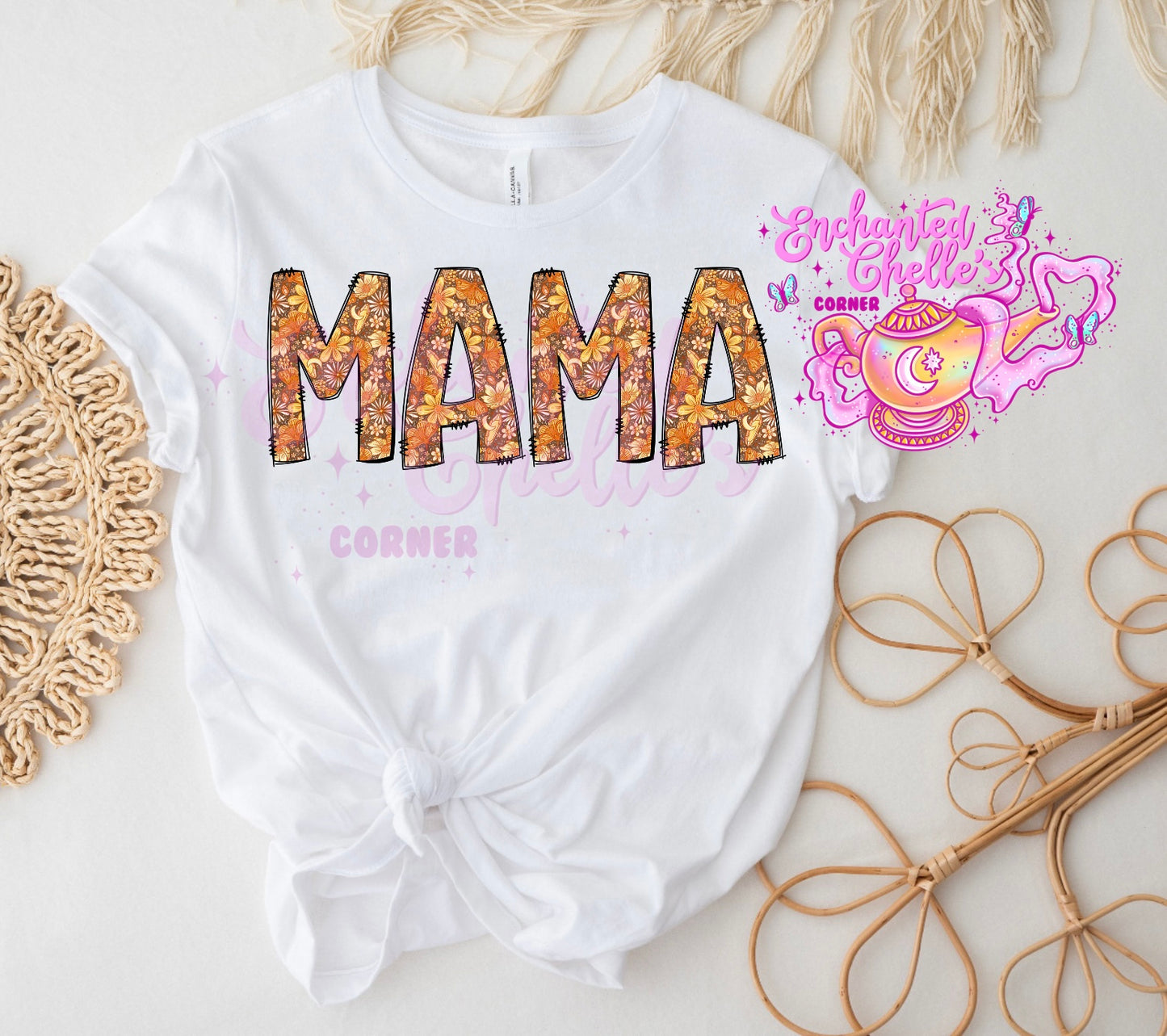 Orange/Brown Moth MAMA Adult t shirt