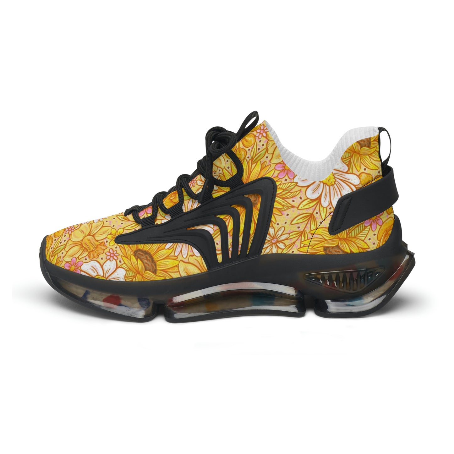 Yellow Floral Women's Mesh Sneakers