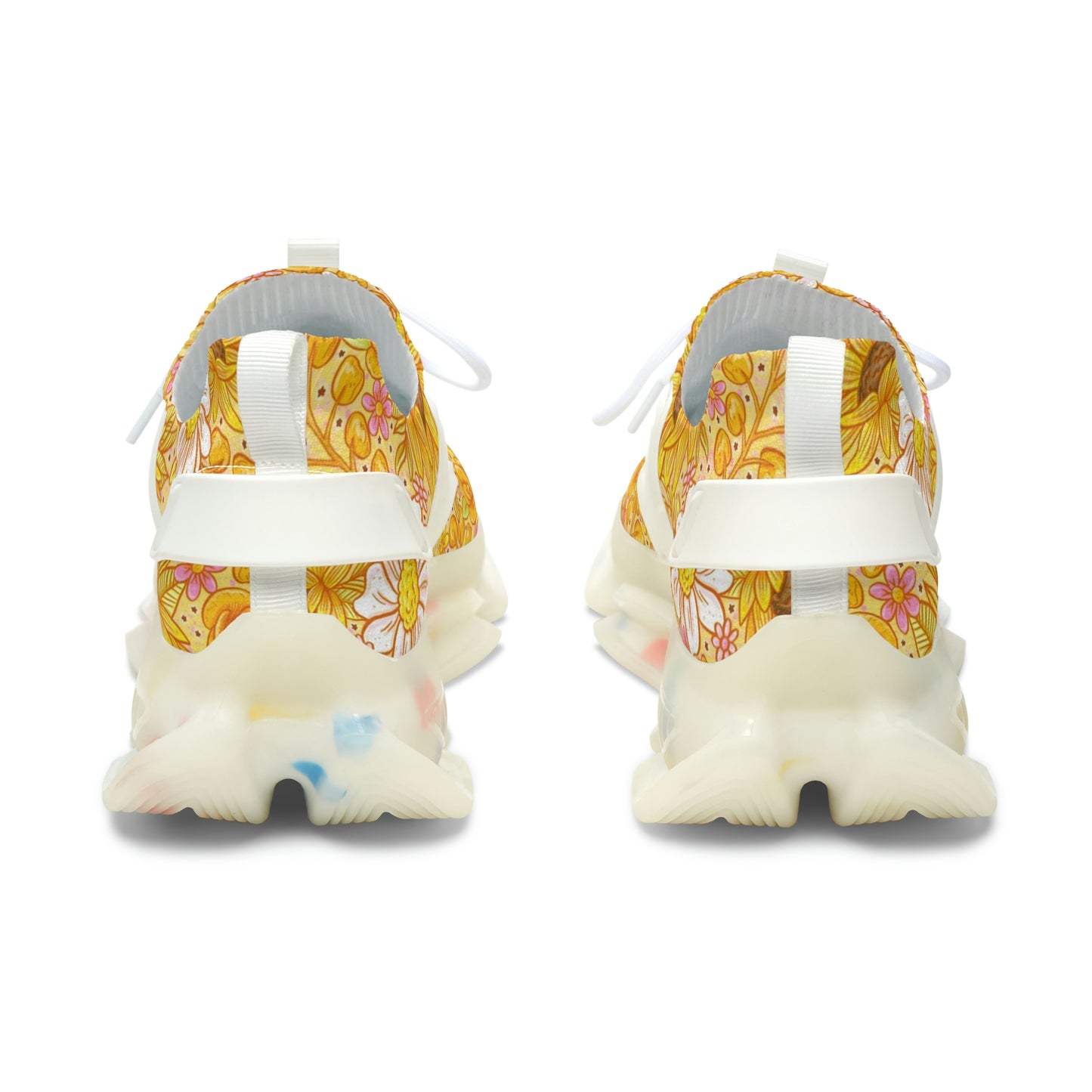 Yellow Floral Women's Mesh Sneakers