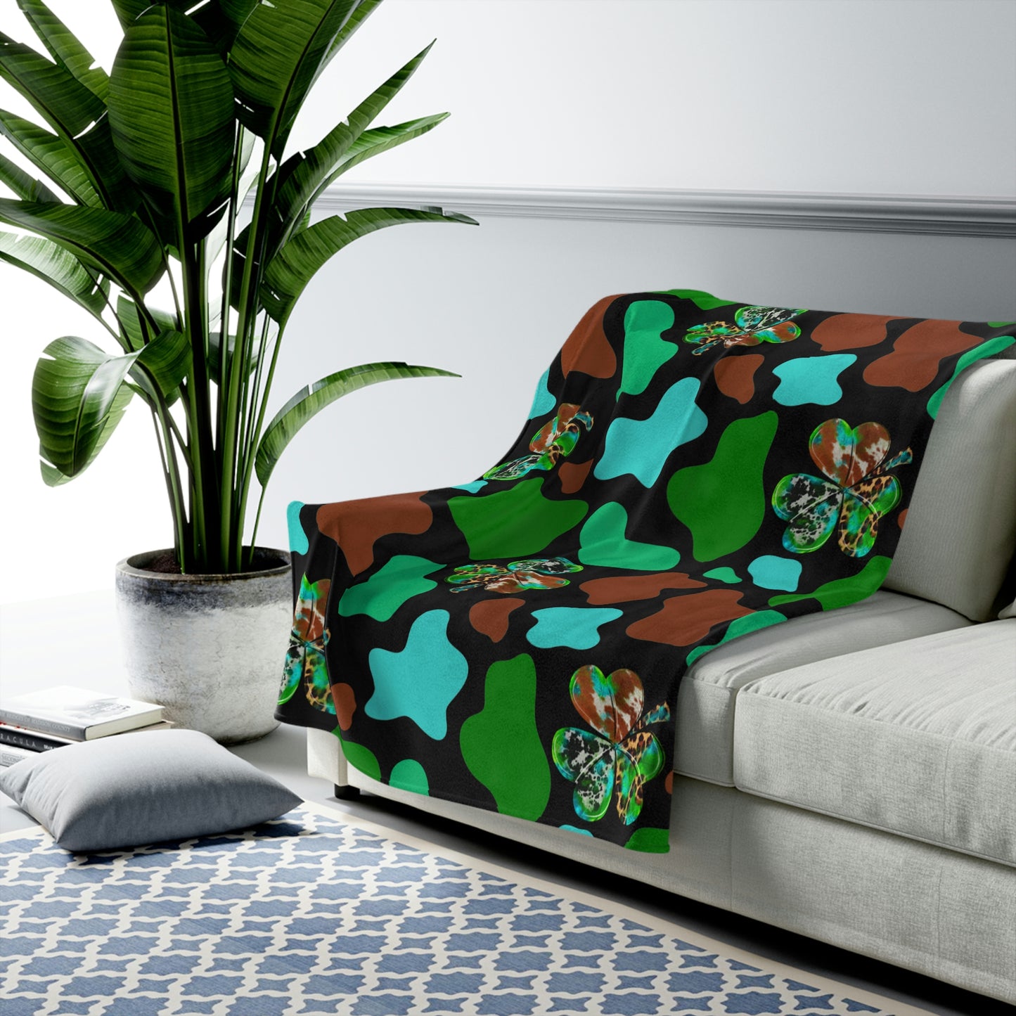 Cow & Clover Velveteen Plush Blanket