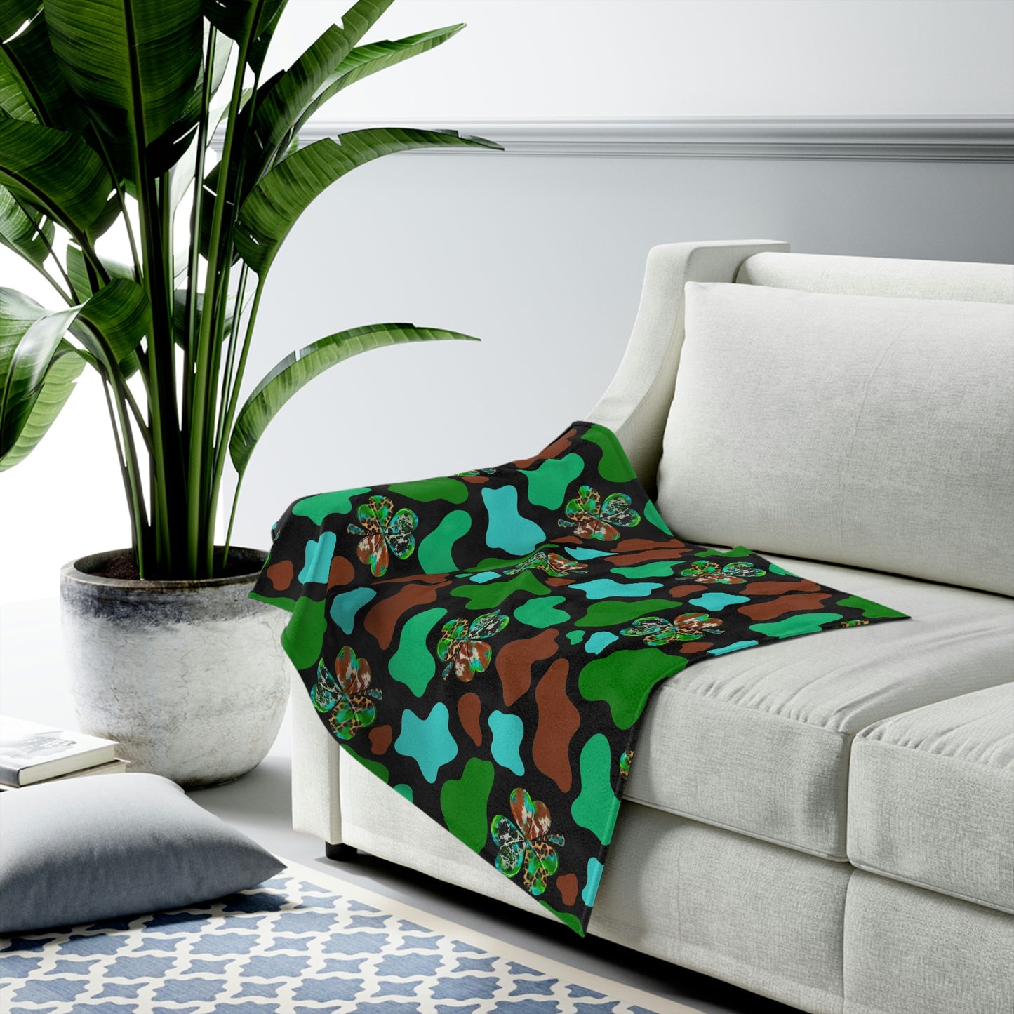 Cow & Clover Velveteen Plush Blanket
