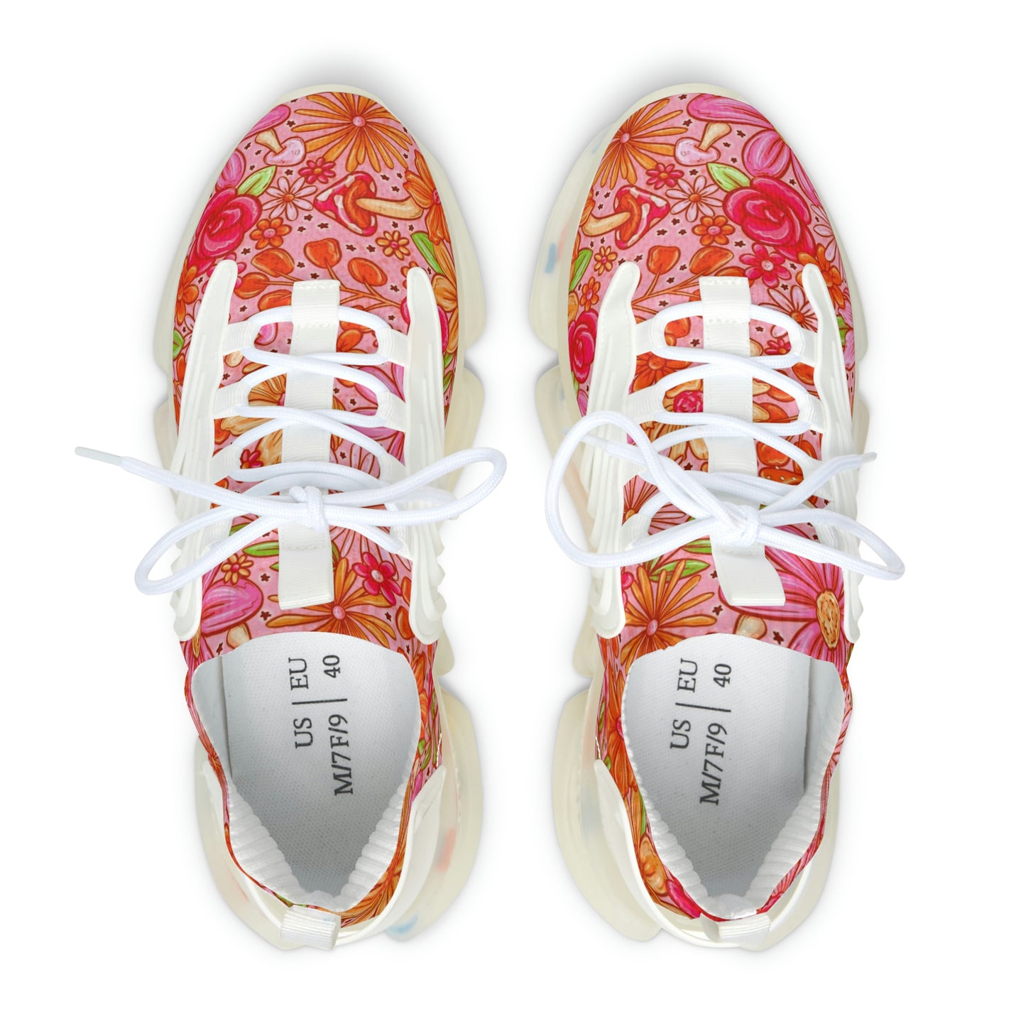 Orange floral Women's Mesh Sneakers
