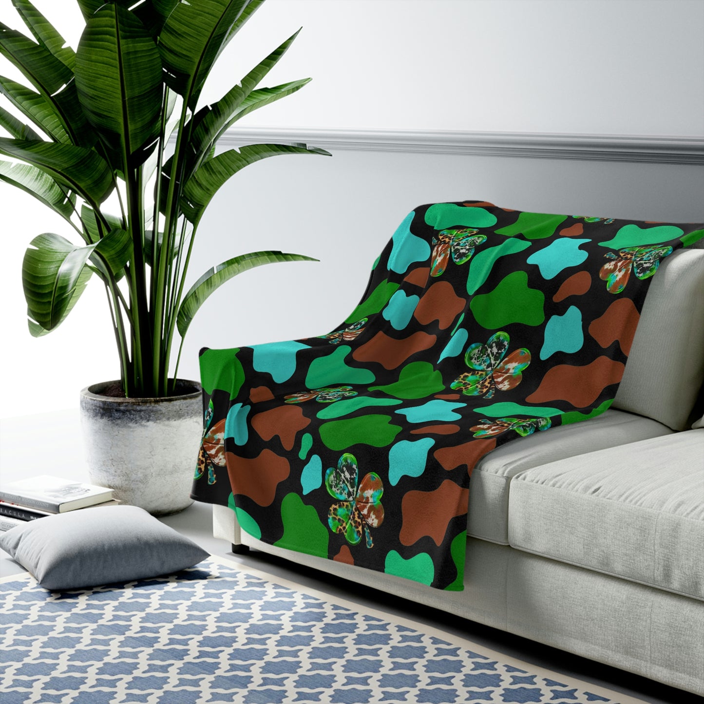 Cow & Clover Velveteen Plush Blanket