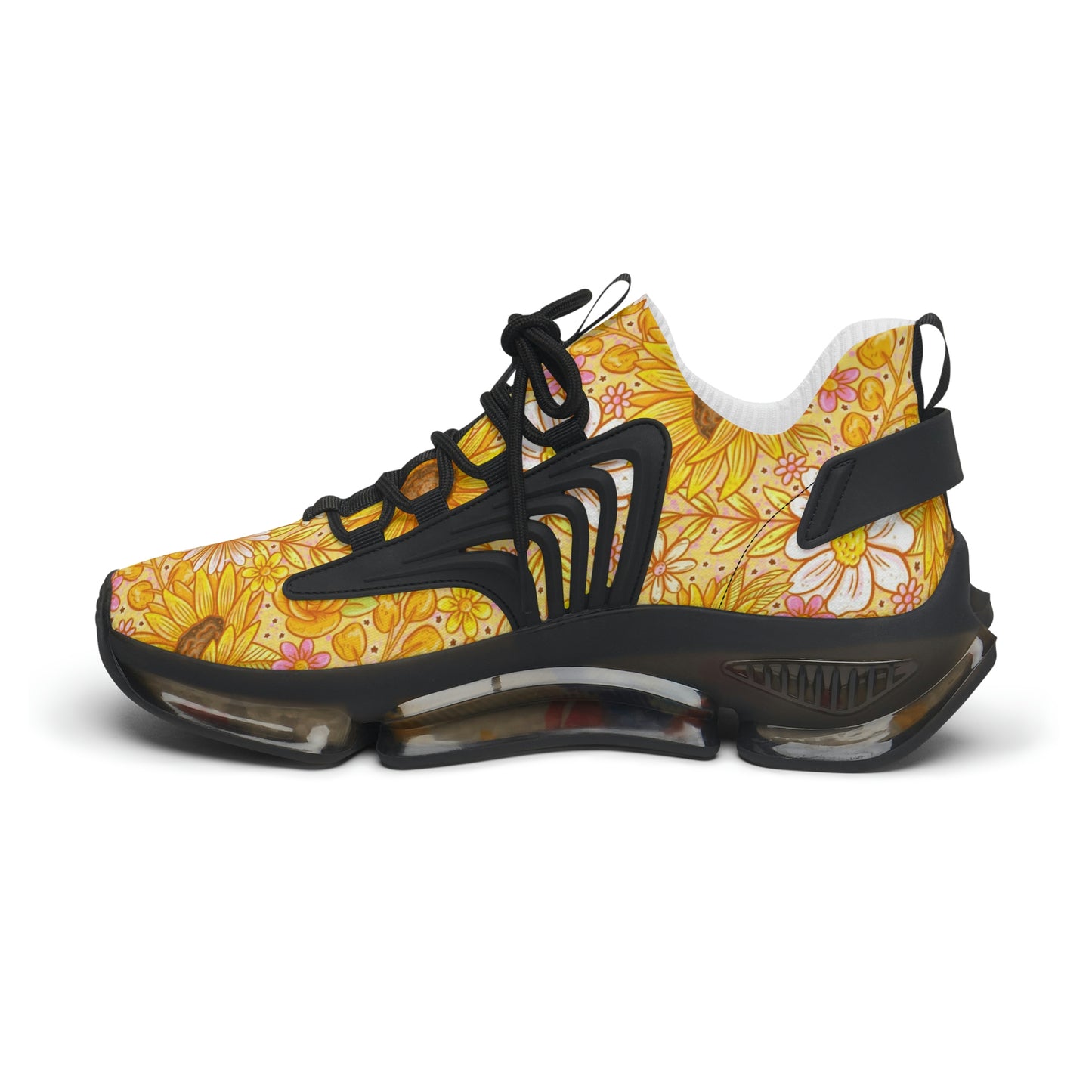 Yellow Floral Women's Mesh Sneakers