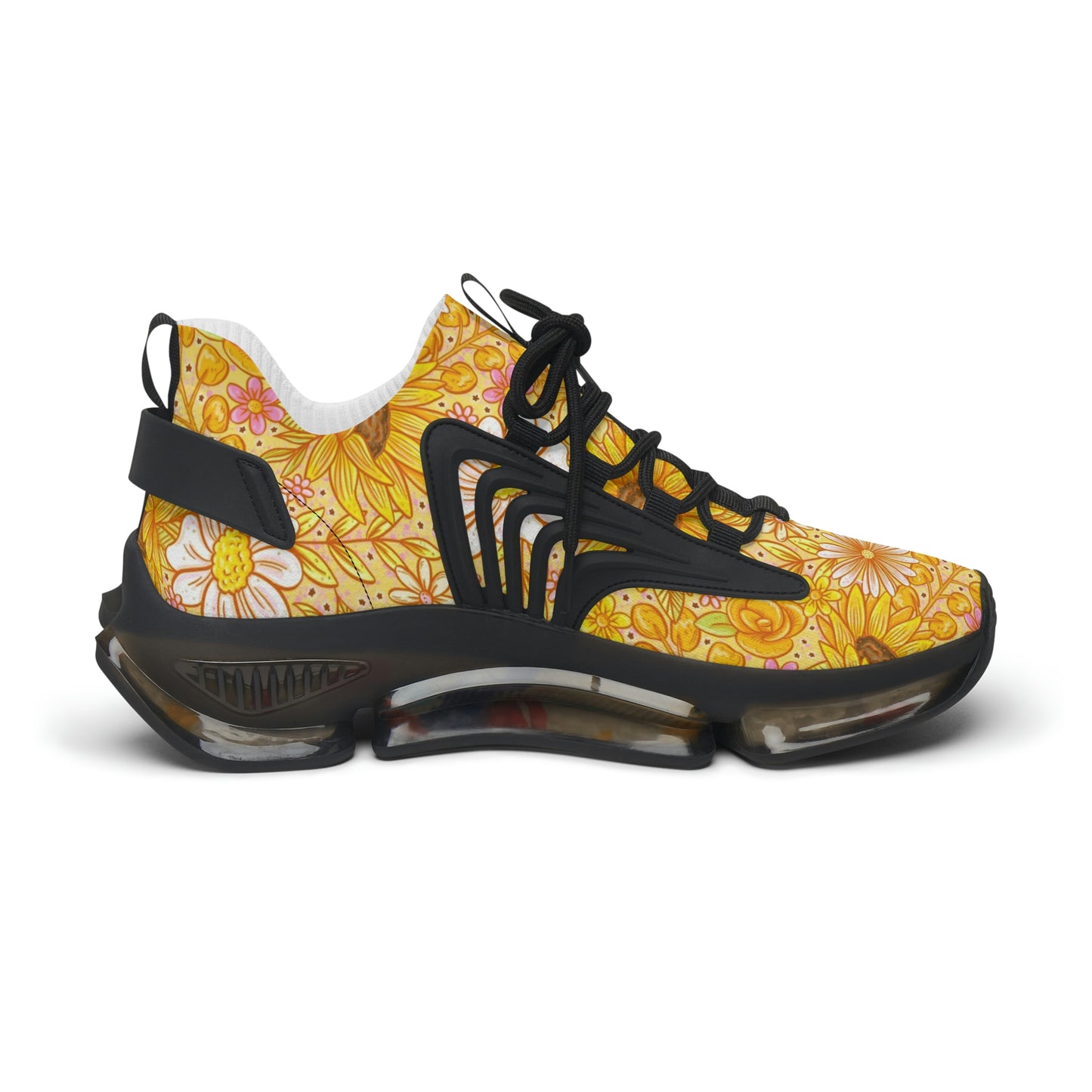 Yellow Floral Women's Mesh Sneakers