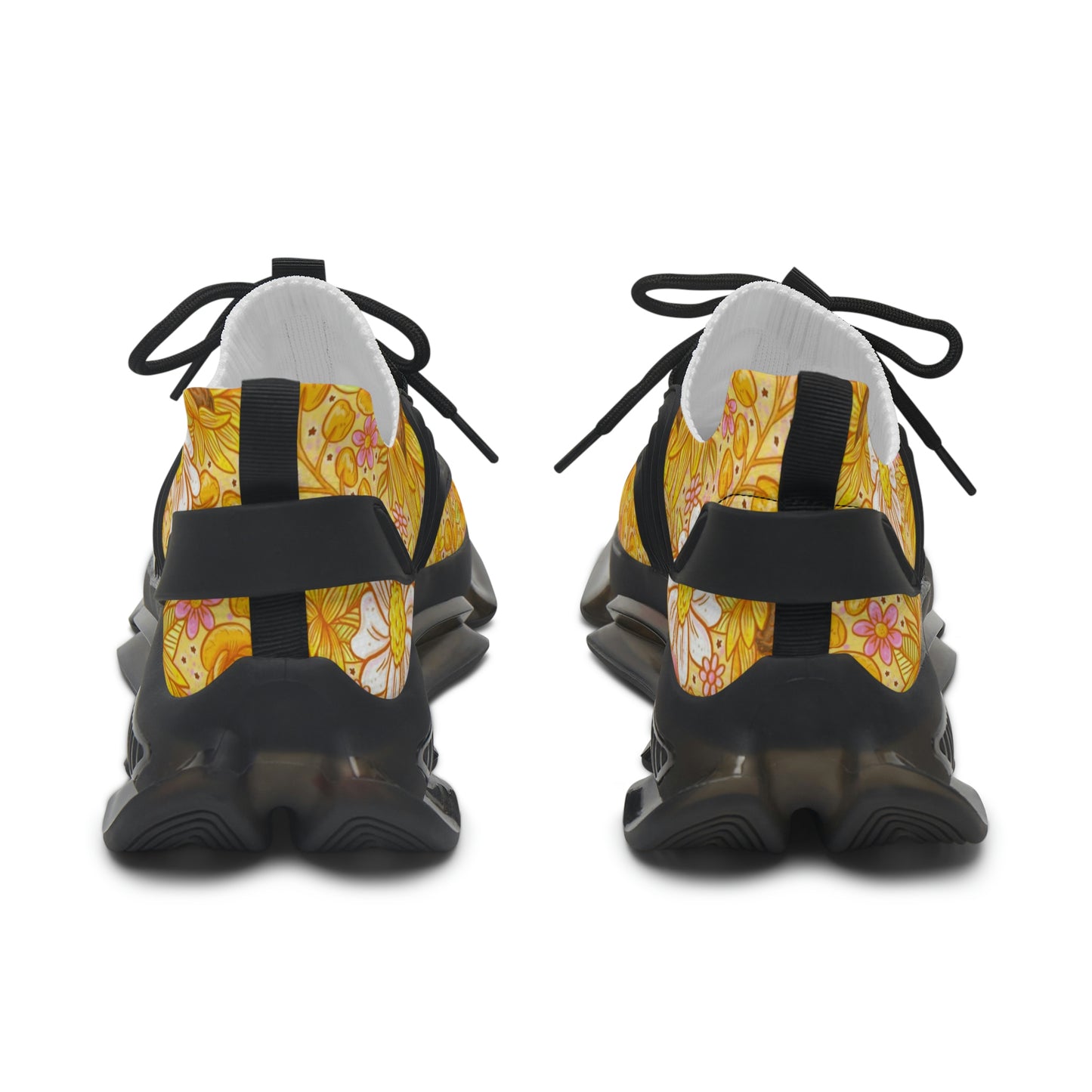 Yellow Floral Women's Mesh Sneakers
