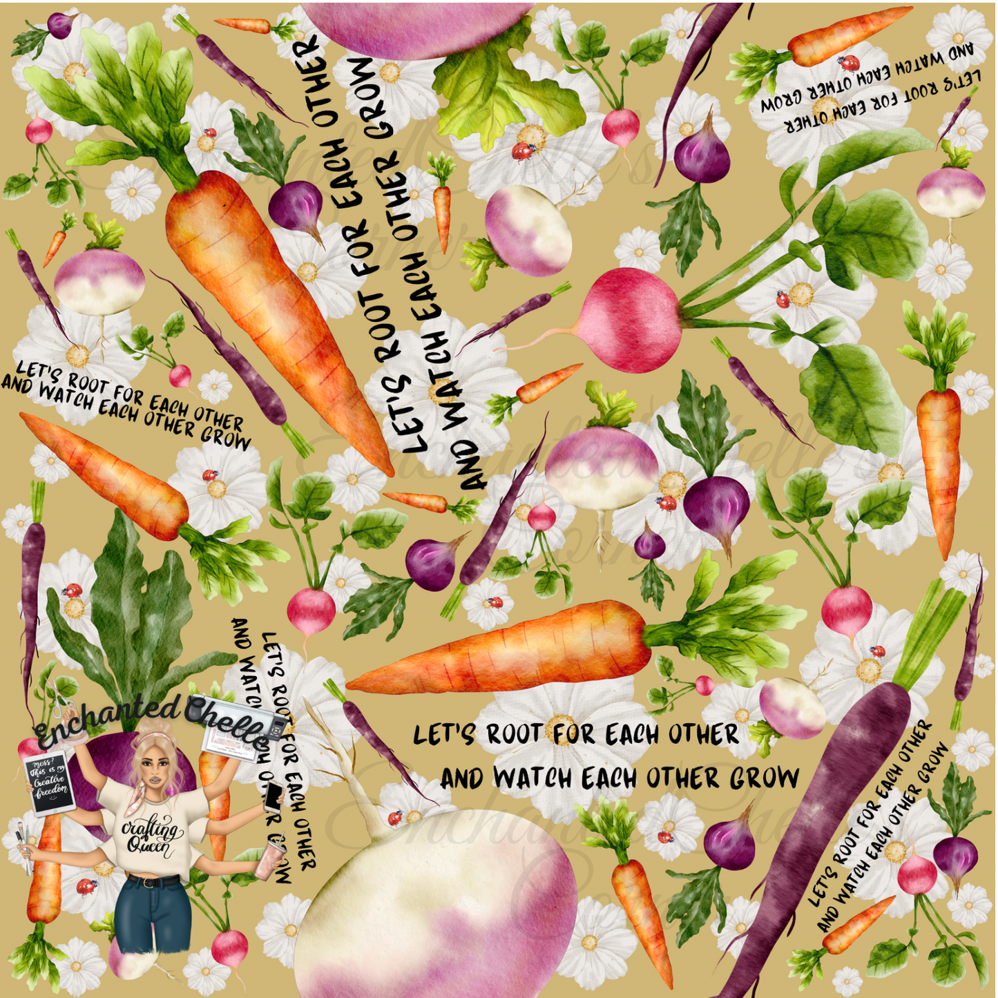 Floral Root For Each Other Seamless