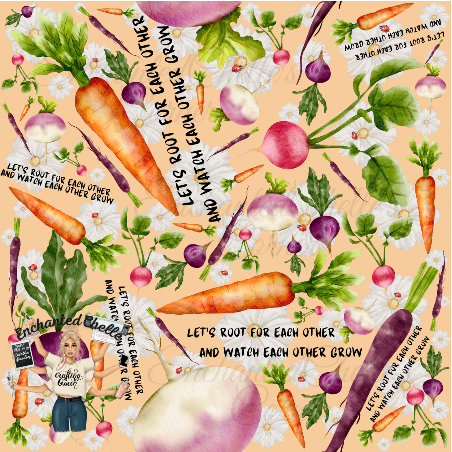 Floral Root For Each Other Seamless