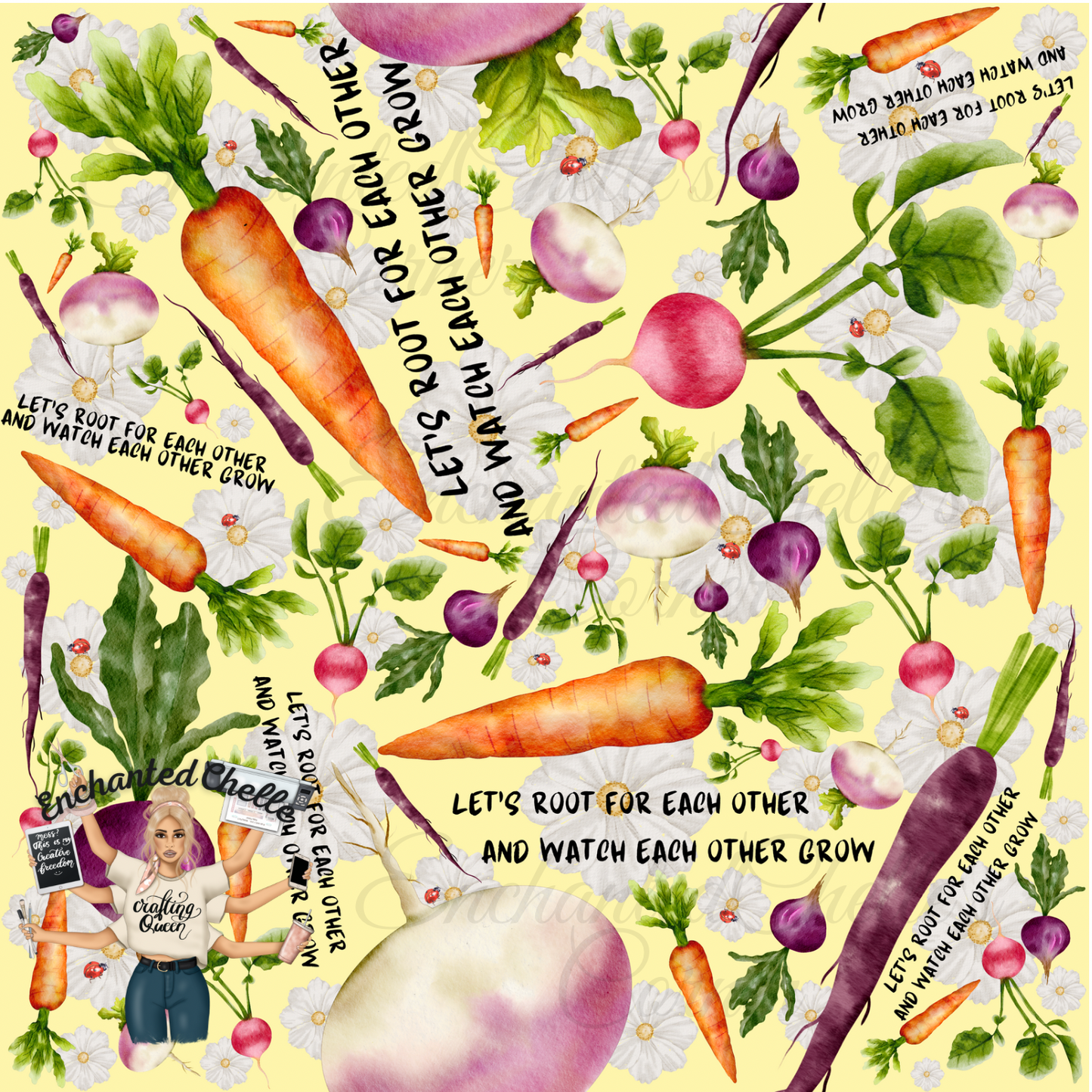 Floral Root For Each Other Seamless