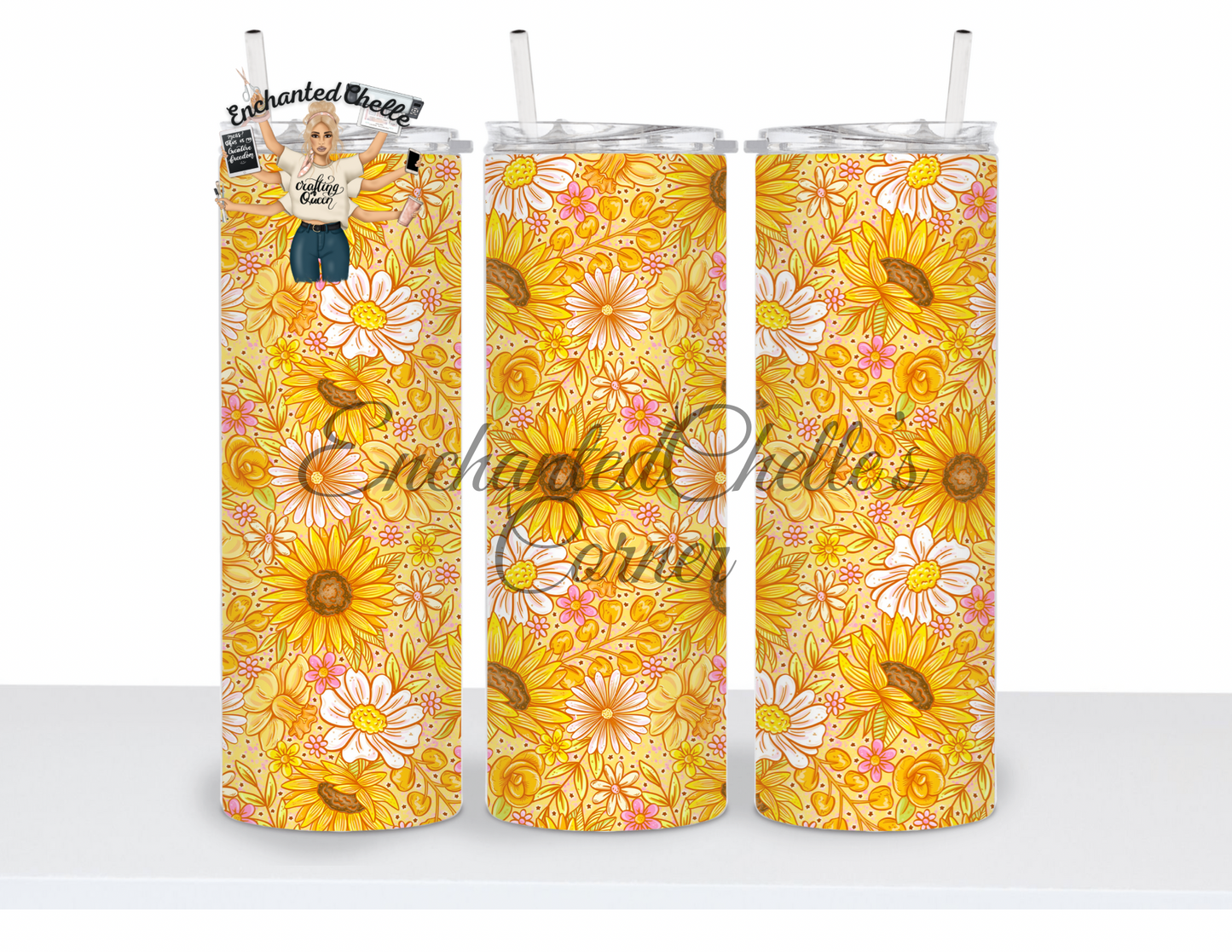 Yellow floral Tumbler