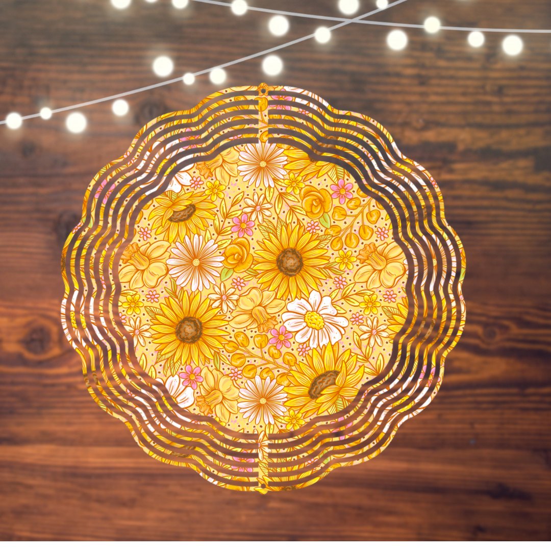 Yellow Floral Wind spinner