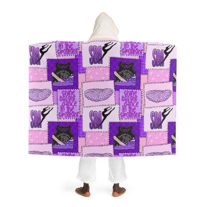 Spotlight patchwork Hooded Sherpa Fleece Blanket