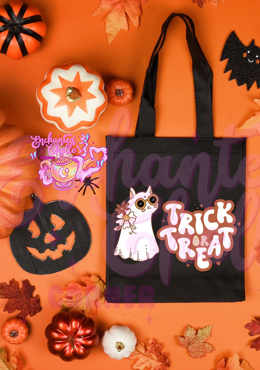 Trick or Treat Cat Canvas Tote Bag