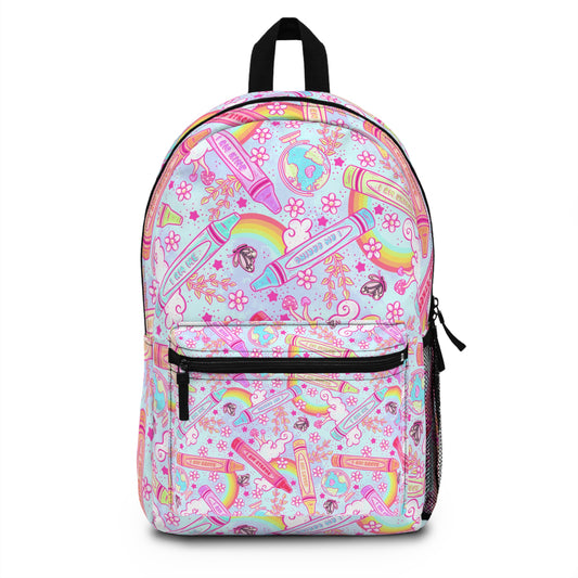 Pink crayon affirmation Backpack