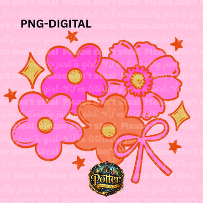 Groovy Flowers & Bows- PNG