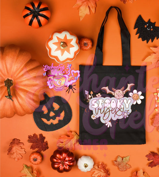 Spooky vibes bat Canvas Tote Bag
