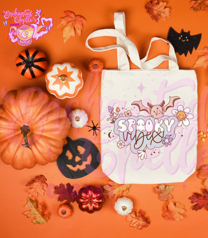 Spooky vibes bat Canvas Tote Bag