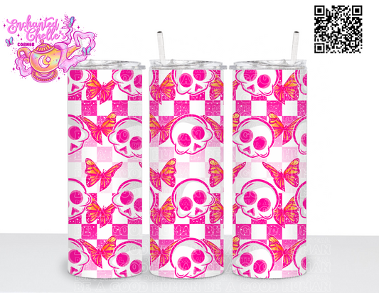 Skull and butterfly tumbler