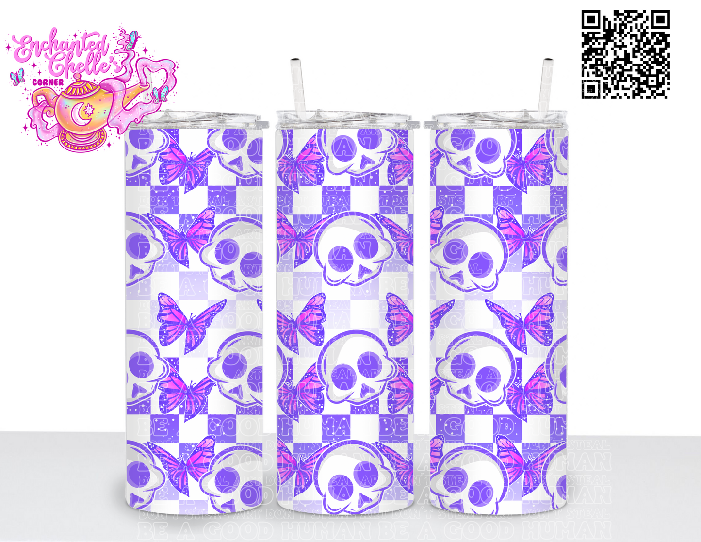 Skull and butterfly tumbler