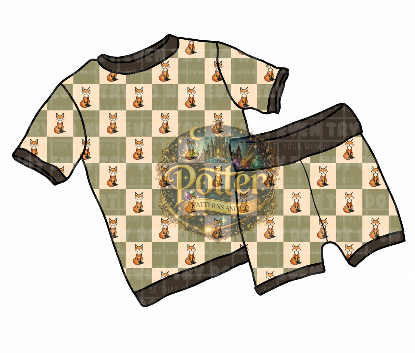 Fox Checker- Green Seamless