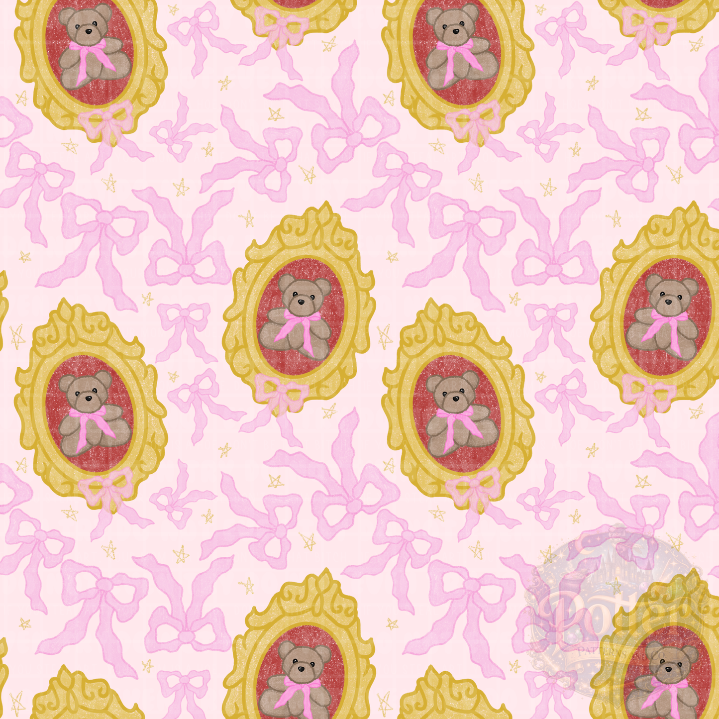 Framed Pink Teddy Bear- Seamless