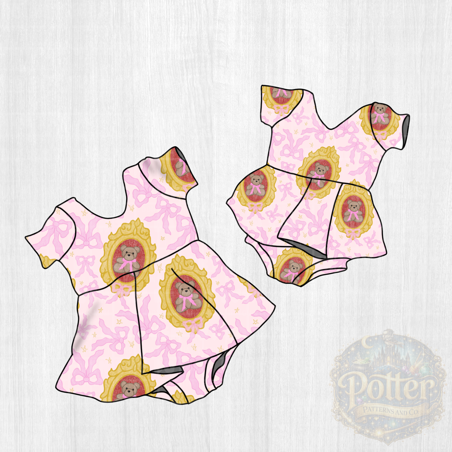 Framed Pink Teddy Bear- Seamless