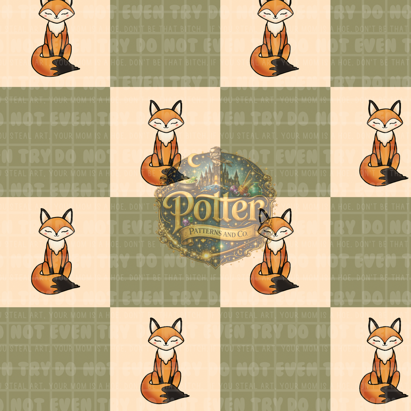 Fox Checker- Green Seamless
