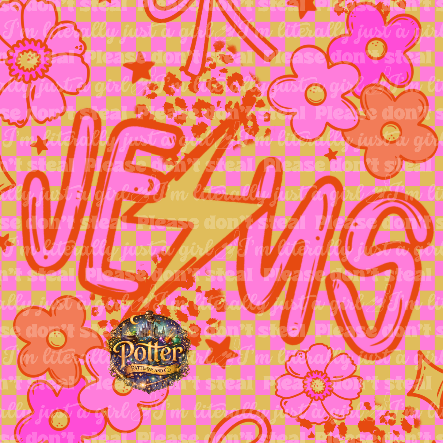Groovy Flower Checker Jesus- Seamless