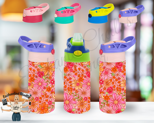 Orange Floral Sip Straw Sippy