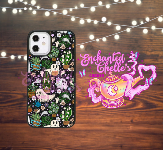 Black ghost flowers Phone case