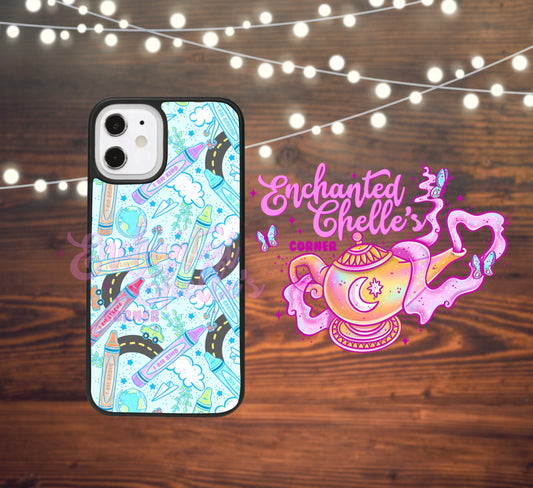 Blue Back 2 School crayon Phone case