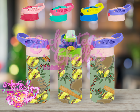 Green softball Sip Straw Sippy
