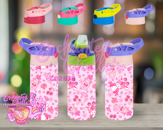 Pink mushroom cow Sip Straw Sippy
