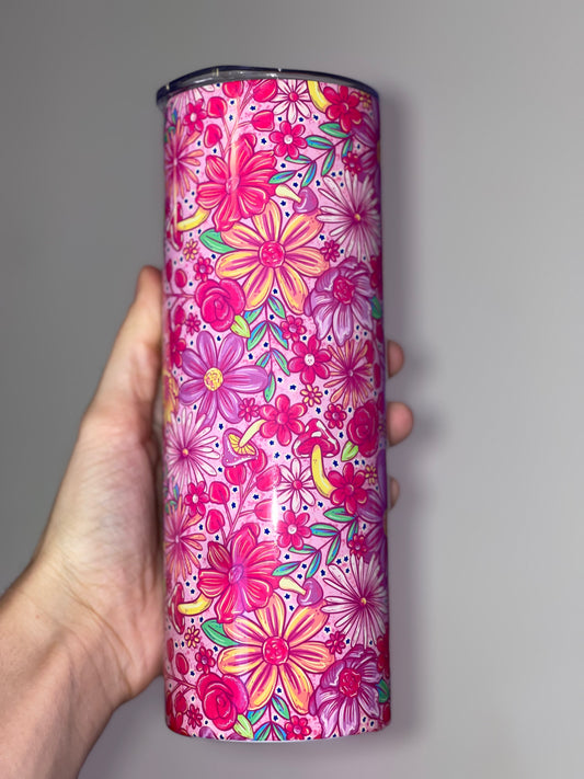 Pink floral 20 oz tumbler