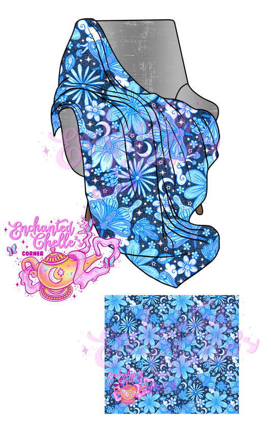 Blue/Black Moths Blanket